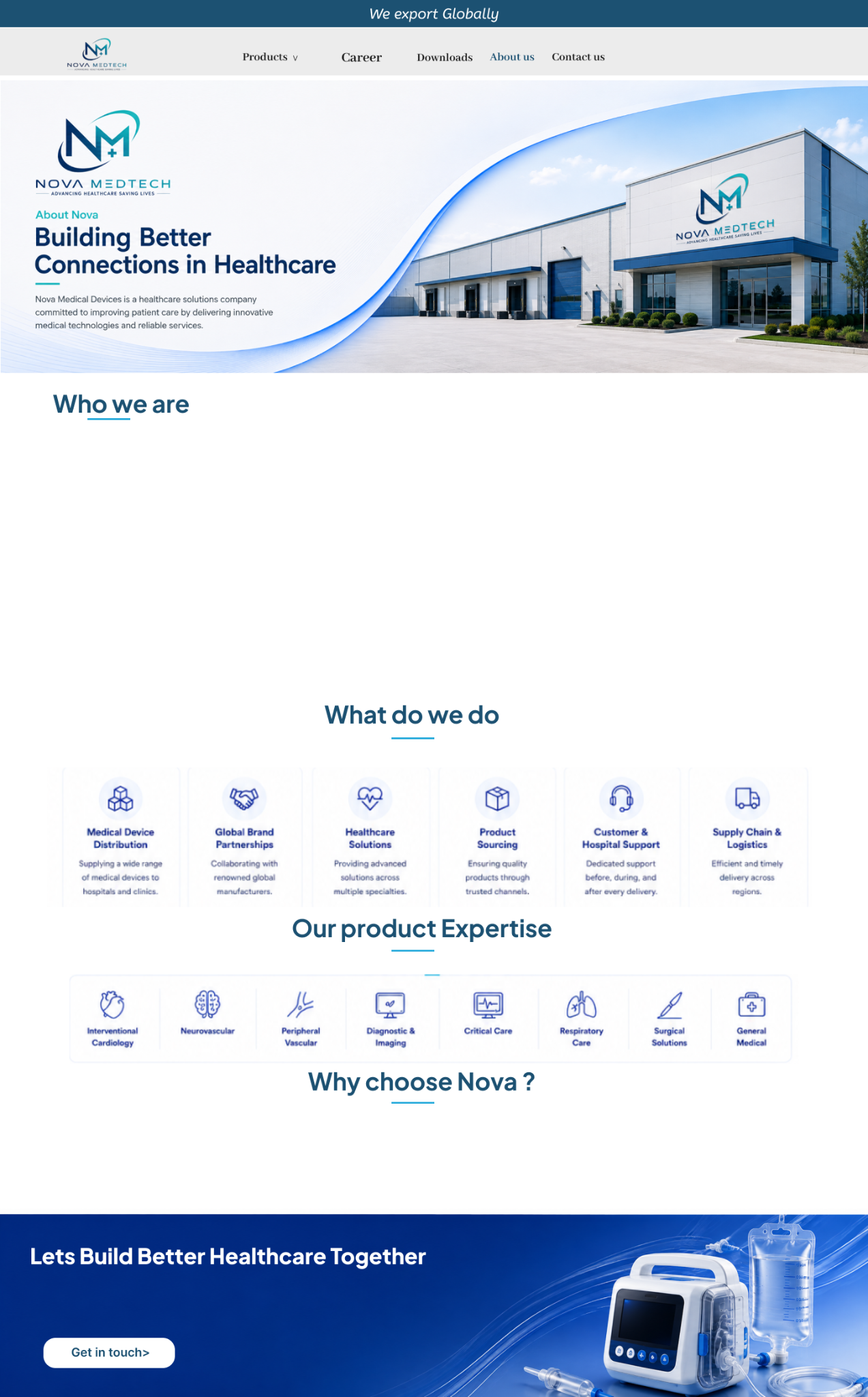 About Us - Nova Medtech website layout