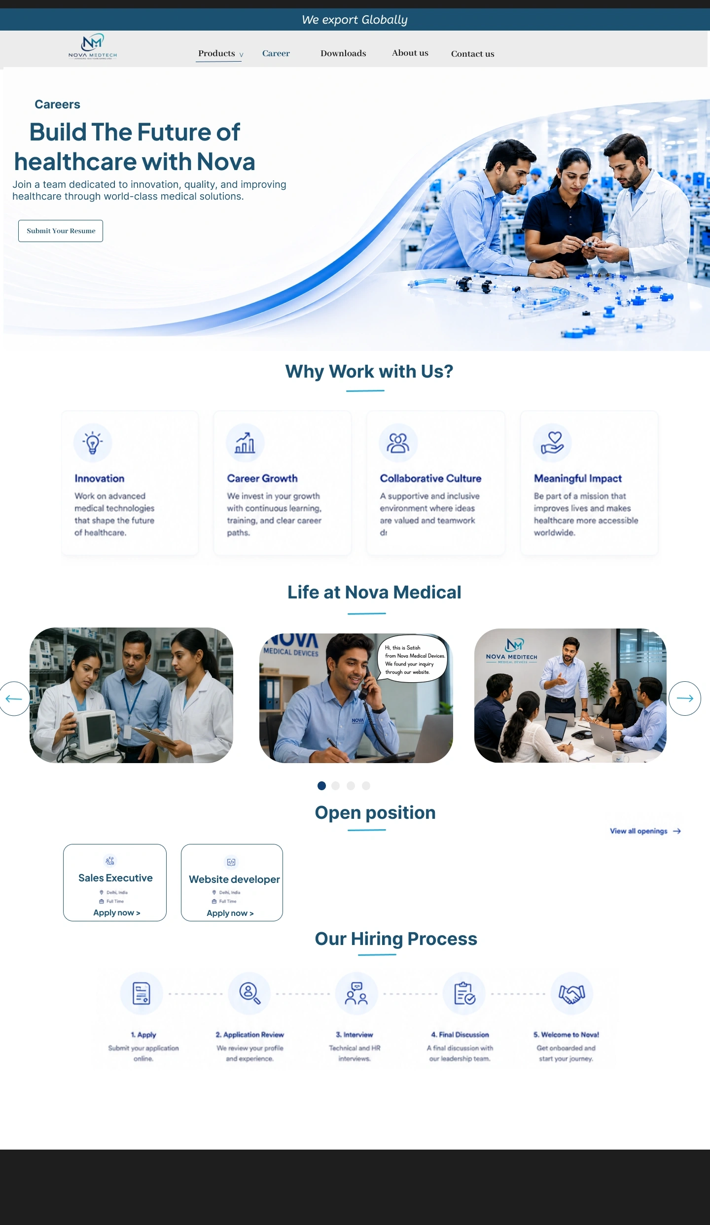 Careers - Nova Medtech website layout