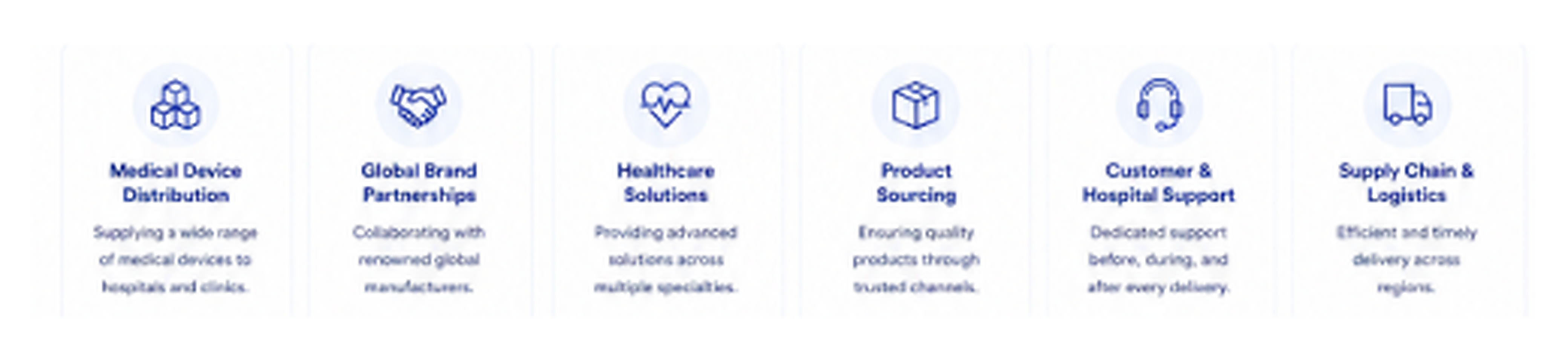 Medical Device Distribution, Global Brand Partnerships, Healthcare Solutions, Product Sourcing, Customer and Hospital Support, Supply Chain and Logistics