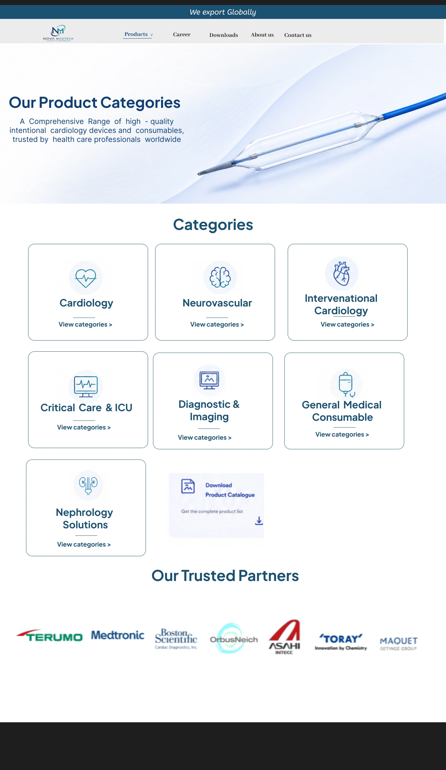 Products - Nova Medtech website layout